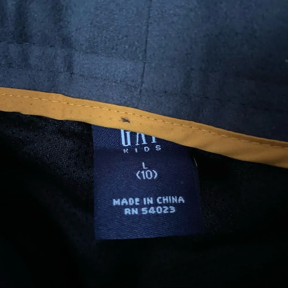 Gap Kids Snow Pants Black Yellow Trim Size Large (10) Side Button Zipper Unisex